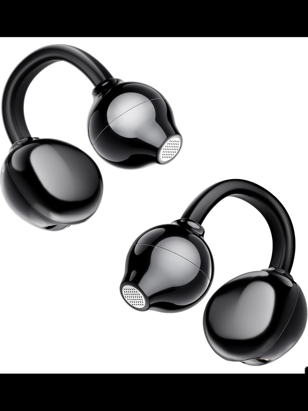 AI Clip On Earbuds Bluetooth 5.4 Open Ear Headphones w/Mic IPX5 40H USB-C Sports